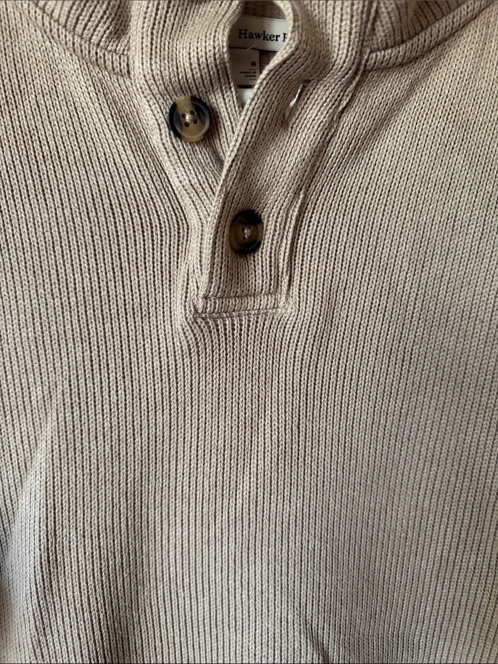Hawker Rye Men's Beige Button-Neck Sweater